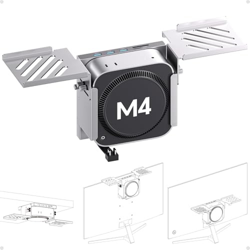 PULWTOP Mac mini M4 Dock & Stand con Alloggiamento, SSD M.2 Slot, HDMI 4K60 | Hub Mac mini M4 con 3 USB-A 10Gbps per Mac mini M4/M4 Pro, supporto in metallo per Monitor, Scrivania e porta VESA
