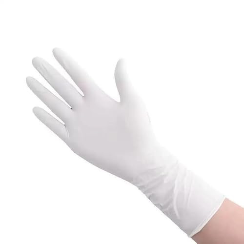 Guantes desechables de nitrilo, estilo extra grueso y largo, 30 piezas/50 piezas, color semitransparente, adecuados para catering, barbacoa, hornear, restaurantes, manipulación de alimentos (30, L