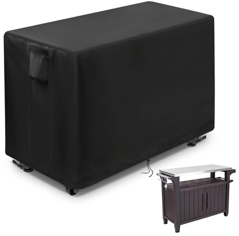 Onlyme Prep Table Cover Waterproof for Keter Unity XL, 132x56x92cm | 52in Outdoor Cover, 420D Oxford Protective for Barbecue Bar Cart & Grill Table, with Handles Buckles Drawstring & Vent