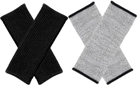 Alipis 2 Pares Mangas Protectoras Anticorte para Brazos Gris y Negro Resistentes Pinchazos y Mordeduras para Jardinería Cocina Soldadura y Trabajo Industrial