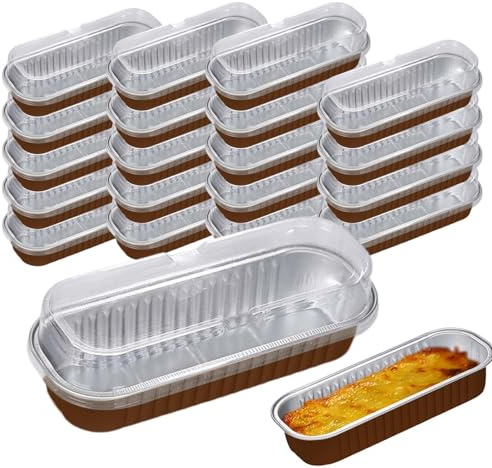 Juego De Mini Moldes Para Pasteles - 20 Moldes De Aluminio, Molde Rectangulares Para Pan Con | Característica Ligera Y Antiadherente, Ideal Para Tartas De Queso, Cupcakes, Crema Brulée Para Hor