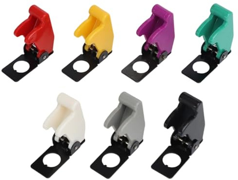 EaseSunny Set di 7 copri interruttori a levetta a LED con protezione anti-flick per missili, tappi di protezione per cruscotto auto da 12 V, design a schegge a molla per personalizzazione interna