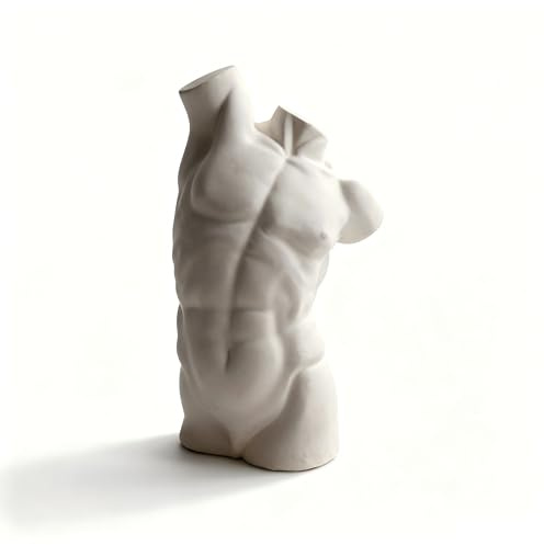 Dytartzx Statua in gesso raffigurante un torso maschile per la decorazione della casa, scultura classica in gesso, piccola statuetta estetica a forma di torso per mensola, scrivania, camera da letto,