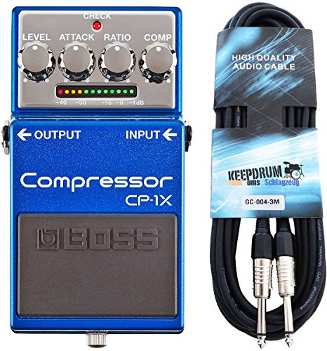 Boss CP-1X Kompressor Pedal für Gitarre + keepdrum Gitarrenkabel 3m