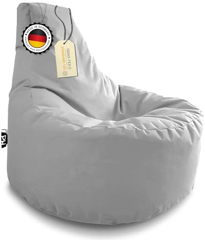 PATCH HOME Gamer Kissen & Lounge Sitzsack – befüllbar mit Reißverschluss, gefüllt mit Styropor, geeignet für In- & Outdoor. Perfekt als Gaming Sessel Sitzkissen (Grau - Ø 80cm x Höhe 90cm)