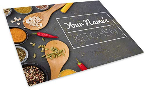Personalised Glass Chopping Board Worktop Saver 38cmx28cm Add Your Own Text!