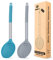 Pack of 2 Kitchen Ladle Strainer, Large Slotted Spoon with High Heat Resistant,BPA Free Non Stick Cooking Skimmers for Draining & Frying (Gray-Blue)