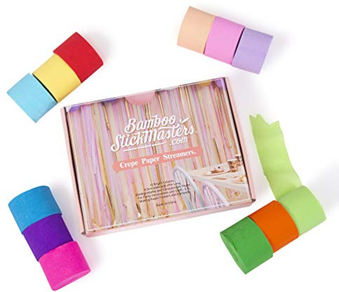 12 stelle filanti di carta crespa per artigianato, matrimoni, festival, baby shower, lauree e decorazioni fai da te per feste di compleanno, rotoli carta colorata per feste, 4,5 cm x 25 m