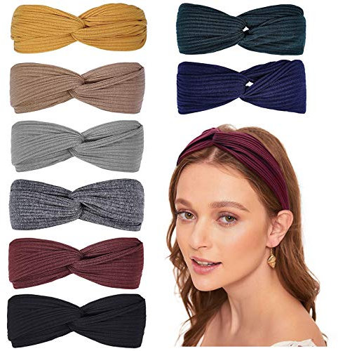TERSE Haarband Damen Stirnbänder Elastisch Kopfband Haarbänder Vintage Bandana Yoga Haarreife Workout Headbands Retro Haarschmuck 8 Stück für Frauen