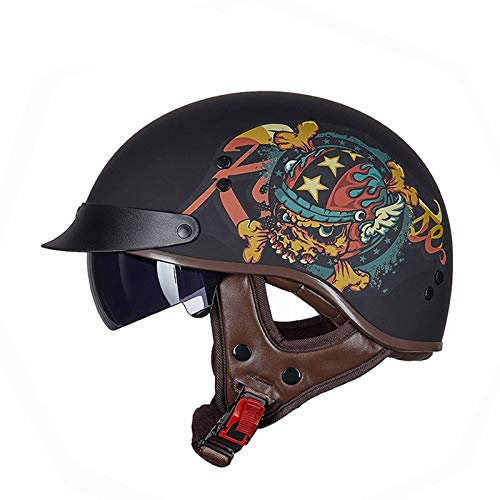 GAOZ retrò Portatile Jet Casco Scodella Classic Vintage Moto Scoop di Sicurezza Estivo Adulti Mezzo Casco Aperto per Motorino da Pilota Chopper Vintage con Visiera Parasole ECE/DOT Omologato