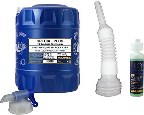 QR-Parts Set 20 Liter 85454107 MN7512-20 CT4503 5022 DIN61 MANNOL Scheibenreiniger Konzentrant 1:100 250ml 20L Motoröl 7512 Special Plus 10W-30 Auslaufhahn