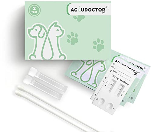 2 Accudoctor 2-in-1 Giardien + Parvovirose Schnelltest für Hunde – Giardia Parvo Test Schnelltest – Zuverlässiger Schnelltest bei Durchfall & Magen Darm Beschwerden – inkl. Anleitung kit