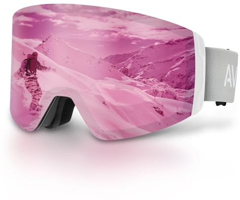 AVAWAY OTG Donna Occhiali da Sci Occhiali di Sicurezza Magnetici Snowboarding, Anti Graffio Anti Nebbia 100% Protezione UV
