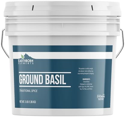 Earthborn Elements Ground Basil 1 Gallon Bucket, Fine Ground, Kitchen Staple