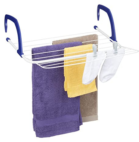 Relaxdays Hängetrockner, Wäscheständer zum Einhängen, für Balkon, Heizung & Camping, platzsparend, 4m Trockenlänge, weiß