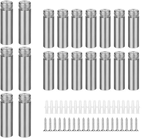EFUTURETIME 20 x Glas Abstandshalter Wand Edelstahl Distanzhülsen Abstandschrauben 12 x 40mm, Schilderhalter Werbung Schraube für Glas, Spiegel, Acryl, Poster, Ausstellungshalle