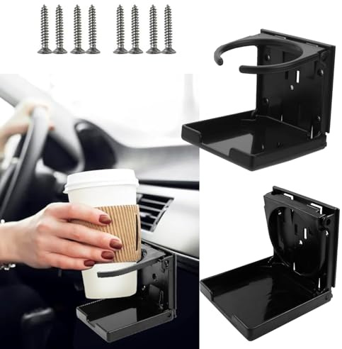 Norhogo 2PCS Car Folding Cup Drink Holder with Screws, Universal Adjustable Folding cup holder for cars, fit Most Size Mugs Bottle Can Cupholder for Cars, Trucks, RVs, Vans, Boat Marine Caravan -Black