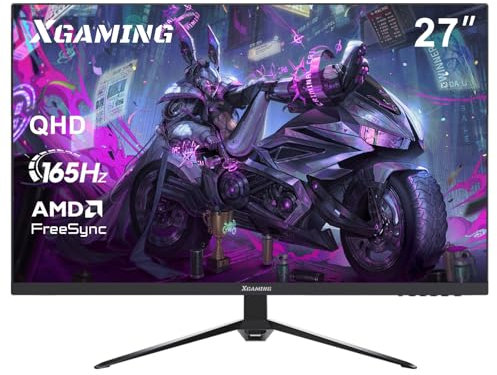 XGaming Monitor Gaming 27 Pollici,165Hz,2k QHD 2560x1440, 99% sRGB,HDR10, 1MS,PC Monitor 144Hz, VA Panel,FreeSync Compatible,Low Blue Light Eye Care,HDMI(2.0),DP(1.4,) VESA