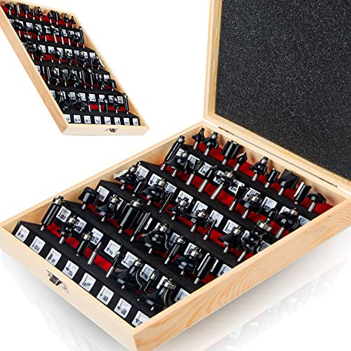 Mayline - Set di 43 punte per fresa con codolo da 6,35 mm, per lavorazione del legno, fresatura e scanalatura, per legno, per porte, tavoli, mensole fai da te (1/4-IR)