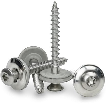 Viti Con Rondella Di Tenuta, 20 Pezzi, in Acciaio Inox, Antiruggine, Esagono Incassato per Tetto in Lamiera, Autofilettanti Con Guarnizione (4,5 x 40)