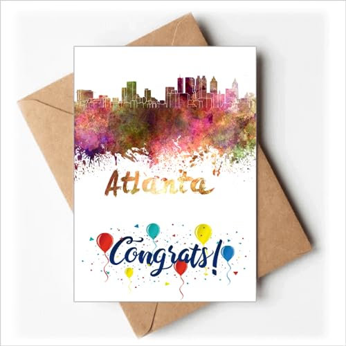 Atlanta America City Aquarell-Hochzeitskarten Glückwunschkarten Grußumschläge