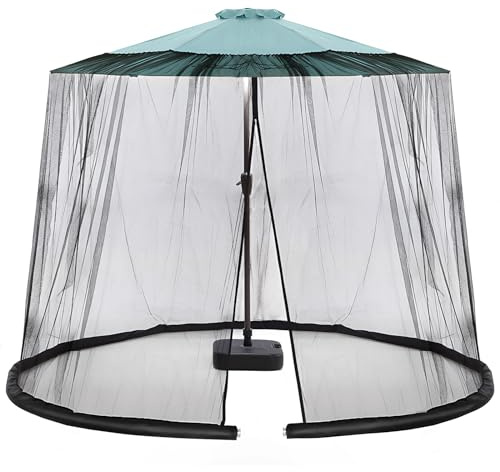 lalago Moskitonetz für Terrassenschirm, 335 * 240 cm Moskitonetz für Terrassenschirm mit Reißverschluss für Insektenschutz (Schwarz)