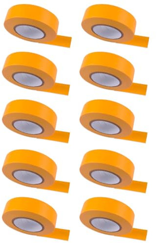 Tradineur - Pack de 10 cintas aislantes adhesivas de pvc, resistente, instalaciones eléctricas, reparar, proteger y agrupar cables, bricolaje (Amarillo, 19 mm x 20 m)