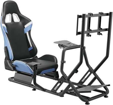 Ergolutions® SimRacing Rig & Rennsimulator Sitz - Voll einstellbares Cockpit, Gamingstuhl, TV/Monitor-Halterung, ergonomisch, PC/Konsolenspiel, VESA, PU-Leder