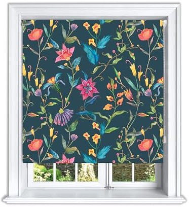 Lister Cartwright Dark Tropical Printed Roller Blinds(180 cm Width x 155 cm Drop) Window Blackout Blinds Easy Fit Child Safety Included