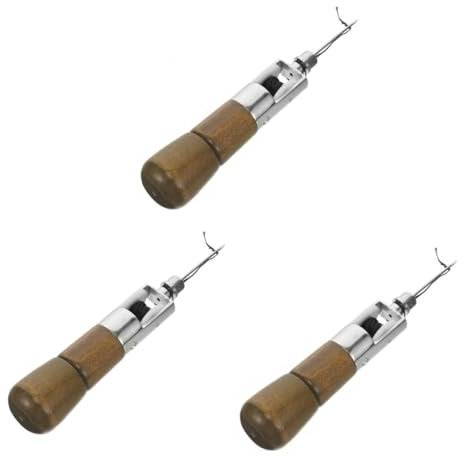 Operitacx 3 Juegos Maquina Coser a Mano Para Cuero Las Herramientas Kit Lezna Kit Costura Cuero Bricolaje Punzón Cuero Metal Trabaja Equipo Elaboración Importante