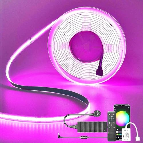 SUBOSI 5M WIFI Intelligent COB RGBWW+IC Warmweiß+Dynamische Farbe LED Streifen Strip Lichterkette 784LEDs/M 3920LEDs 24V LED Band Lichtleiste Arbeitet mit Google Home Assistant/Alexaz