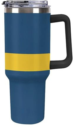 Tazza da viaggio con bandiera svedese da 1,18 ml, bottiglia d'acqua, tazza da caffè, tazza da tè, tazza da auto, per donne e uomini, stile nero