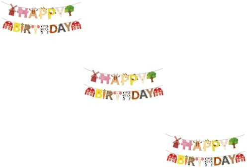 Alasum 3stücke Farm Geburtstag Banner Tier Pull Flag Ornament Dekoration Für Kindergeburtstag Hängende Partydekoration Für Unvergessliche Wiederverwendbar Und Für Innen Und