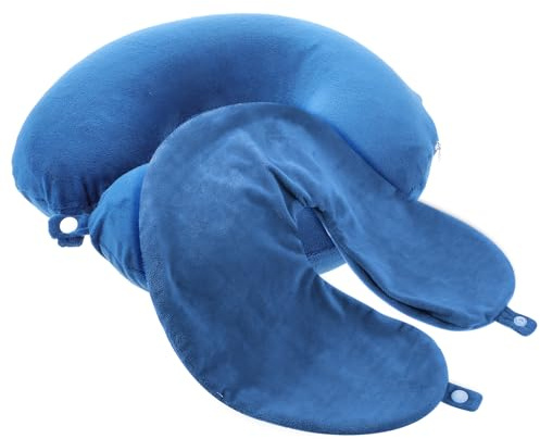 Prasacco Confezione da 2 federe per cuscino da viaggio per il collo a forma di U, comode, morbide e lisce, lavabili (solo federe per cuscino) (blu)