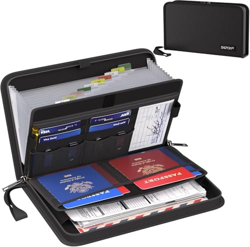 Feuerfeste Fächermappe,Dokumentenmappe 29x17x5CM Aktenordner mit 13 Fächer,Feuerfeste Dokumententasche mit Etiketten,Tragbare,Sichere Aufbewahrung für Dokumente/Rechnungen/Quittung