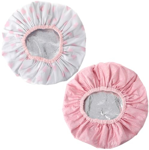 2 gorras de acondicionamiento profundo para el cabello, de doble capa, para el cuidado profundo, gorro de ducha para el tratamiento con aceite, para mujer, impermeable, ideal para cabello largo y