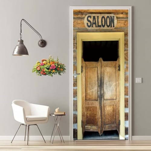 Türtapete Selbstklebend 77X200 Türaufkleber 3D Türfolie Selbstklebend Vintage-Tür Klebefolie Tür Türposter Tür Folie PVC Wasserfest Wandbild für Schlafzimmer Wohnzimmer Tür Dekoration Tapete -MT703