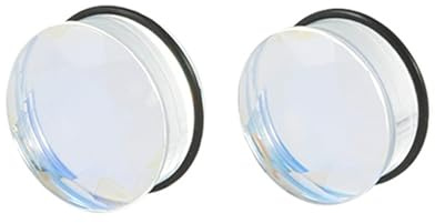 Mesnt 2 Stück Ohr Plug, Glas Transparent mit Silikonring Plugs Klassisch Expander Für Damen Herren