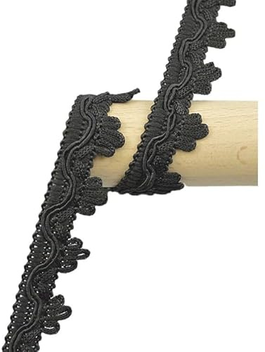 YIGOOWN Spitzenband 2cm Breit Spitze Borten und Bänder zum Nähen Spitzenborte Spitzenbordüre Dekoband Zierband Dekorative Bordüre Stoff zum Basteln (Schwarz, 10M)