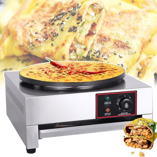YXYLJOZ Máquina para Hacer Crepes: 3000/6000 W,Máquina para Hacer Crepes De Acero Inoxidable,Diámetro 400 Mm,Control De Temperatura Constante