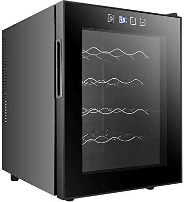 Enfriador de vino/refrigerador de 49 litros, refrigerador para bebidas, pequeño mini refresco de cerveza tinto y bodega, pantalla digital de temperatura, puerta de vidrio de doble capa, compresor de f