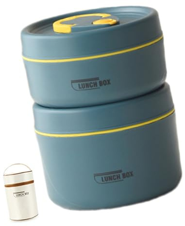 Dawutocap Juego de lonchera apilable para adultos, para comidas calientes, de acero inoxidable, con aislamiento