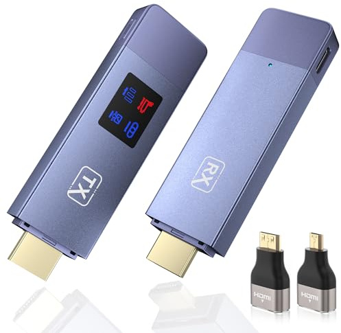HDMI Wireless Transmitter and Receiver, 98 FT/30M Stabile Verbindung, 2,4G/5G tragbarer Wireless HDMI mit LED-Bildschirm, Plug & Play für Streaming Video Audio File von, Laptop, PC zu HDTV