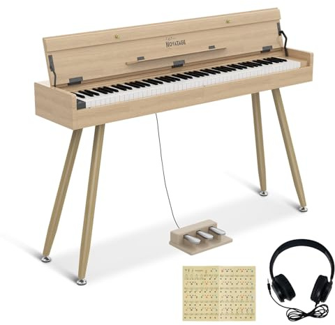 NOVATAGE 88 Key Digital Piano Keyboard for Beginners, Fully Weighted Wooden Electric Piano with Triple Pedal, Headphone, Supports MIDI Connecting, French Dream Sound Source (Light Oak)