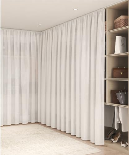 Tende Antipolvere per Cabina Armadietti, Tenda Divisoria per Interni Armadio Sottolavello Cucina Bagno Scorrevole Decorativa Privacy Oscuranti Aperto Autoadesiva 2 Pezzi