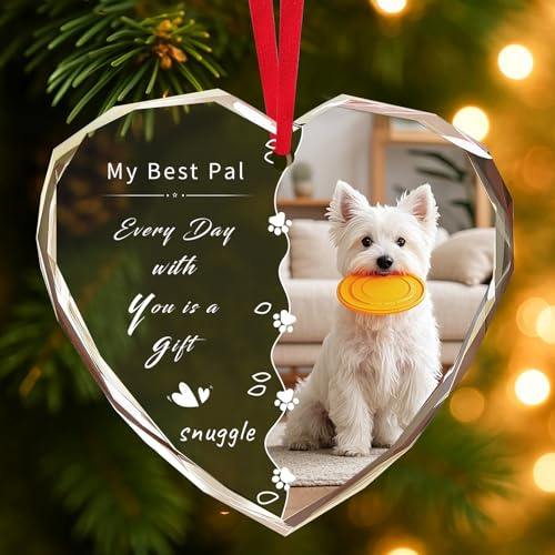Personalisierte Weihnachtskugeln Kristall Haustierfoto - 2025 Weihnachtskugel für Hund & Katze - Personalisierter Name Foto Weihnachtsschmuck Geschenke für Haustiere Tierliebhaber