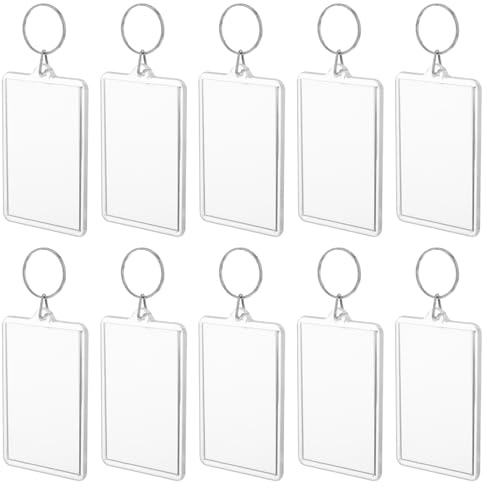 PLAFOPE 50 piezas Llaveros Transparentes para Fotos con Diseño Hueco Portafotos de Plástico Duradero para Personalizar y Regalar Proyectos Creativos