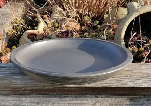 Generisch Winterfester Untersetzer/Teller/Vogeltränke ø 30 cm aus winterfesten Steinzeug grau/anthrazit matt glasiert Unterteller Pflanztopf Garten Deko Mediterran