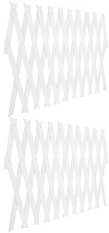 IWOWHERO 2 Pièces Treillis Extensible en Bois Blanc H44 2 Panneaux pour Plantes Grimpantes, Support Mural Intérieur et Extérieur, Clôture de Jardin Décorative et Solide pour Balcon et Patio