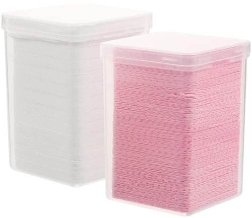 JOINPAYA Lingettes Nettoyantes pour Extensions de Cils Non Pelucheuses, Tampons Dissolvants pour Vernis à Ongles, 2 Boîtes Blanc et Rose, Outil Professionnel pour Manucure et Beauté